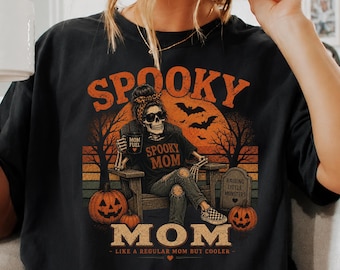 Vintage Skeleton Mom Shirt, Spooky Halloween Mom Tee, Funny Mom Halloween Shirt, October Mom Gift