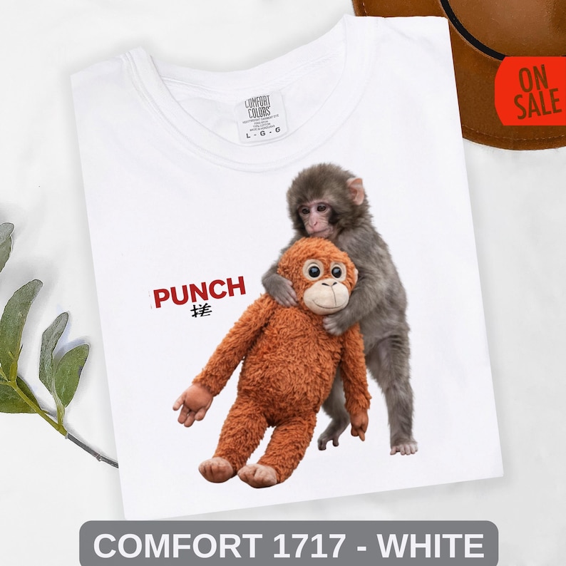Retro monkey shirt with sentimental baby macaque artwork