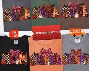 Personalized Halloween Mom Shirt, Custom Grandma Tee, Nana Gigi Grammy Shirt, Spooky Fall Gift, Vintage Halloween
