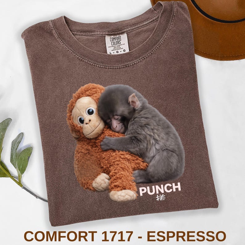Baby Monkey Punch Shirt – Cute Monkey T-Shirt, Macaque Tshirt, Monkey Lover Shirt, Retro Monkey Graphic Tee, Animal Lover Gift image 2