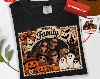 Personalized Halloween Family Shirt, Custom Family Photo Tshirt, Vinate Spooky Family Shirt, Spooky Family Gift, Halloween Family Tee
