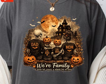 Vintage Skeleton Family Shirt, Halloween Family Tee, Spooky Family, Dad Mom Kids Halloween Gift, Matching Family Outfit