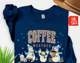 Comfort Colors® Winter Christmas Coffee Weather Cups Sweatshirt – Funny Cozy Season Sweater, Coffee Lover Gift
