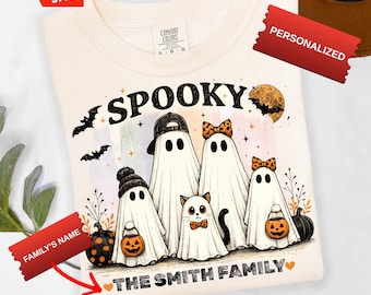 Custom Spooky Family Shirt, Personalized Ghost Family Tee, Vintage Halloween Family Gift, Family Name Halloween, Fall Family Tee