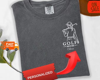 Custom Golf Mom Pocket Shirt, Personalized Golf Mom Tee, Left Chest Golf Shirt, Custom Golf Gift for Mom, Minimalist Golf Shirt,
