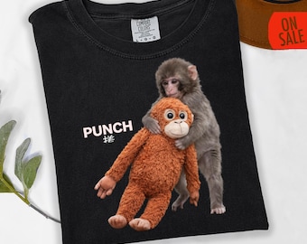 Baby Monkey Punch Shirt, Cute Monkey Graphic Tee, Viral Monkey Shirt, Monkey Lover Gift, Retro Funny Monkey Tee