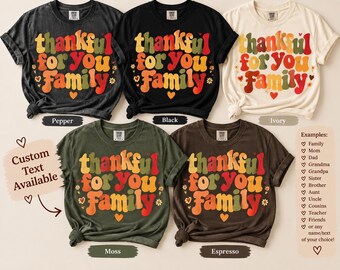 Custom Thankful Shirt, Personalized Thanksgiving Tee, Matching Fall Family Shirts, Custom Thankful Mom Gift
