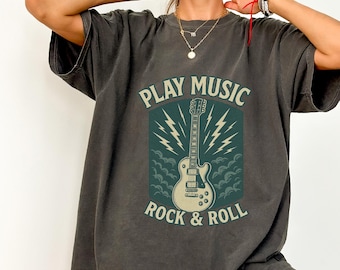 Vintage Rock & Roll Gitarre T-Shirt: Comfort Colors oder Gildan