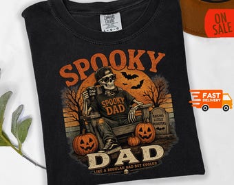 Spooky Dad Shirt, Vintage Skeleton Dad Shirt, Funny Halloween Dad Tee, Retro Spooky Season Shirt, Dad Halloween Gift, Pumpkin Graphic Tee
