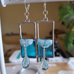 Resin Dangle Earrings, Handmade Lightweight, Minimalist Jewelry Gift for Her, Unique Statement Earrings