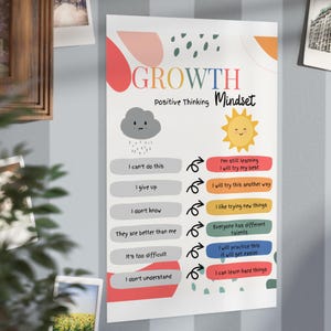 Growth Mindset Print, Classroom Wall Art, School Counselor Gift, Colorful Kids Room Decor, Counseling Poster, Emotions Unframed Print