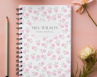 Personalized Journal, Custom Name Journal, Custom Notebook For Women, Gift For Her, Custom Floral Notebook, Spiral Notebook, Coworker
