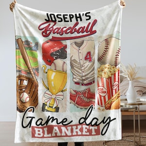Personalized Baseball Game Day Blanket: Soft Polyester Sport Blanket