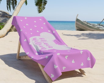 Personalized Minnie Mouse Beach Towels, Minnie Bath Pool Towel, Minnie-Themed Party, Mickey Girlfriend Family Trip Towel, Magic Kingdom
