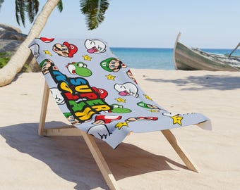 Personalized Super Mario Bros Towel, Custom Towel, Gamer Lovers Gift, Birthday Boy Gift, Video Game Towel, Personalized Gift, Gift for Him