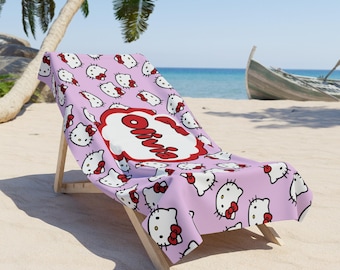 Hello Kitty Beach Towel - Custom Personalized Pool Towel, Large Summer Towel for Kids and Adults, Unique Gifts for Hello Kitty Fans