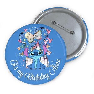 Pin Buttons, Stitch Birthday Button Pin, Stitch Button Pin Party Favor, Custom Badge, Personalized Pinback Button, Disney Fans,Disney Lovers image 6