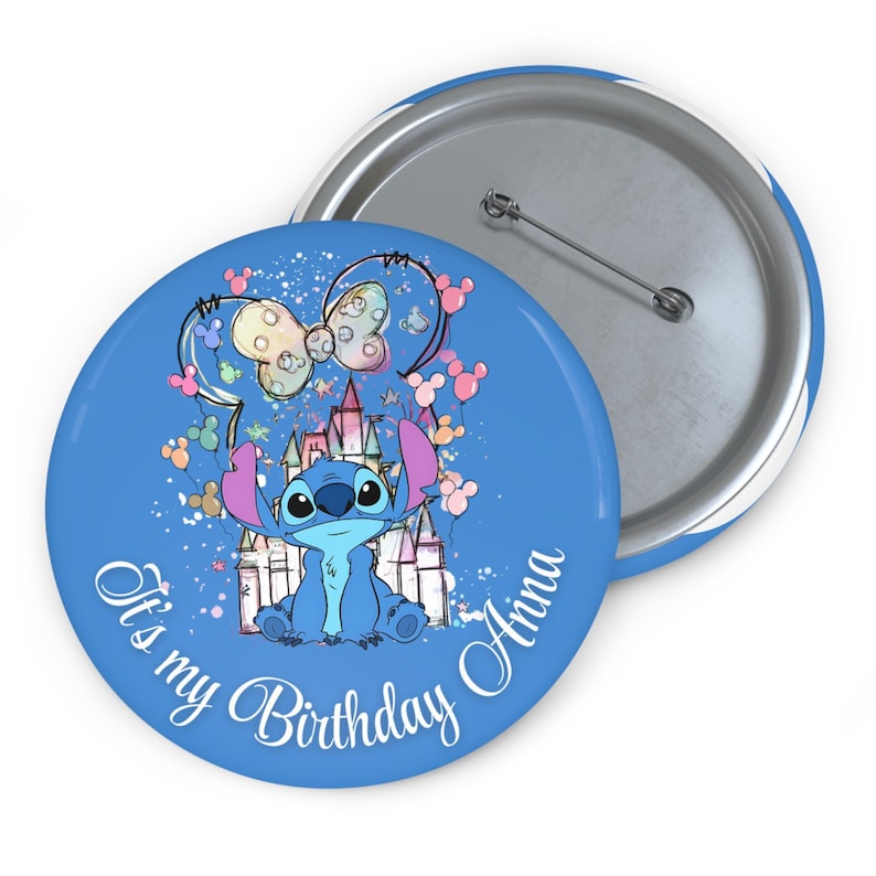 Pin Buttons, Stitch Birthday Button Pin, Stitch Button Pin Party Favor, Custom Badge, Personalized Pinback Button, Disney Fans,Disney Lovers image 6