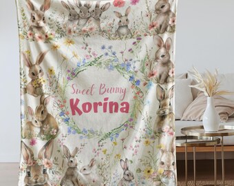 Bunny Blanket, Personalized New Baby Gift, Bunny Blanket for baby, Rabbit Blanket, Bunny Lovey, Bunny Lovers, Baby Shower Gift, Newborn Girl