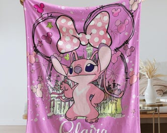 Stitch Blanket, Angel Stitch Blanket, Custom Name Blanket, Disney Blanket, Custom Stitch Blanket, Disney Trip Blanket, Disney Lovers, Stitch