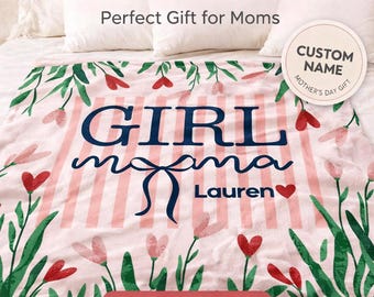 Personalized Mom Blanket, Mothers Day Gift from Daughter, Custom Name Blanket, Gift for Mom, Floral Blanket, Mom Gift from Kids, Mothers Day