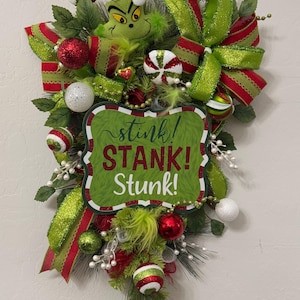 Green Monster Inspired Christmas Stink Stank Stunk  Whimsical Swag
