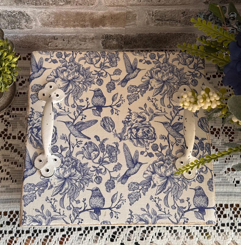 French Country Blue and White Riser