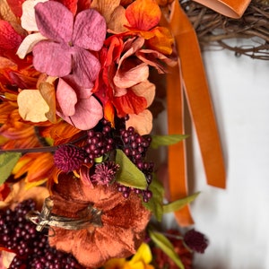 Burgundy Sunflowers and Hydrangeas Wreath - Etsy