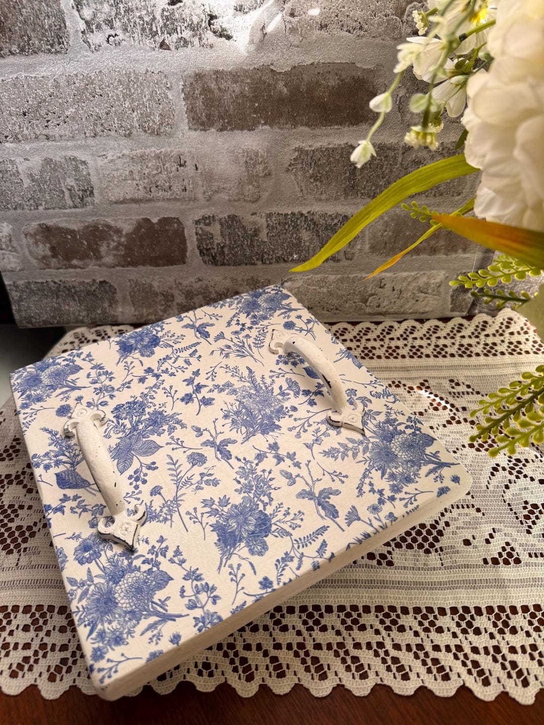 French Country Blue and White Riser - Etsy