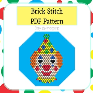 Seed Bead Earring Pattern, Brick Stitch Pattern, Clown Beaded pattern, Miyuki Delica 11/0, DIY Cute Seed Bead Earring, Funny Unique Earrings