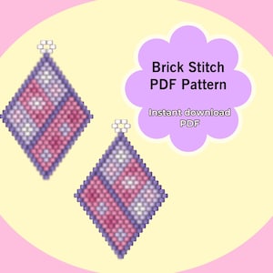 Brick Stitch Earring Pattern, Miyuki Delica Pattern, Seed Bead Earring Pattern, DIY Beaded Earrings, Peyote Bead Pattern, Bead Earrings PDF