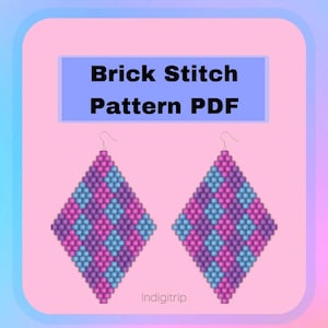Seed Bead Earrings Pattern, Brick Stitch Earring Pattern, Geometric Beading Pattern, Miyuki Delica 11/0, Funky Earrings, Beaded Pattern PDF