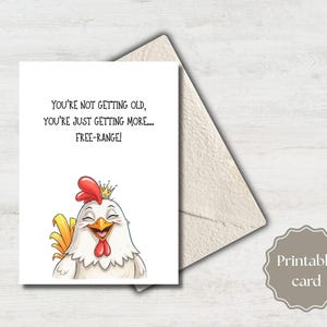 Lustige Geburtstagskarte, Geburtstagskarte Huhn, Happy Geburtstagskarte ""Freilandhaltung"", Tier Geburtstagskarte, niedlich und lustig."
