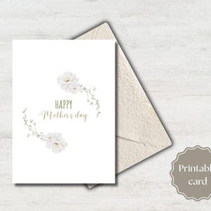 Tarjeta de felicitación del Día de la Madre, Tarjeta floral imprimible del Día de la Madre, Tarjeta sencilla y linda del Día de la Madre