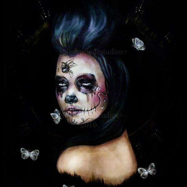 11x9 ART PRINT, The Piper, Dia de Los Muertos Lowbrow Day of the Dead Art