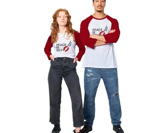 Peace is Sexy Unisex 3/4 sleeve Raglan T-shirt