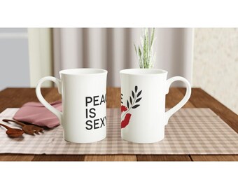Peace is Sexy White 10oz Porcelain Slim Mug
