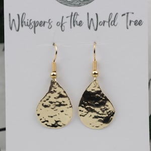 Brass Earrings • Recycled Brass • Hammered Brass Earring • Teardrop Drop Earrings • Handmade Brass Earrings • Gemstone Jewellery for Her