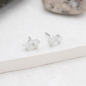 Raw Aquamarine Earrings • 925 Sterling Silver • Raw Aquamarine Gemstone • Stud Earrings • March Birthstone • Gemstone Jewellery for Her