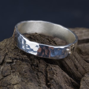 Sterling Silver Ring • Recycled 925 Sterling Silver • Handmade Hammered Band • Jewellery for Her