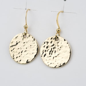 Brass Earrings • Recycled Brass • Hammered Brass Earring • Circle Drop Earrings • Handmade Brass Earrings • Gemstone Jewellery for Her
