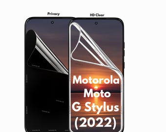 Motorola moto G Stylus (2022) - Pack de 2 protectores de pantalla de hidrogel - Suaves - Para juegos - 1 protector de privacidad, 1 protector HD transparente