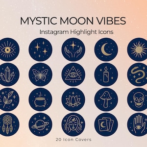 Mystic Moon Instagram Highlight Covers Spiritual IG Story Icons Celestial Astrology Highlight Buttons Aesthetic Dark Instagram Covers