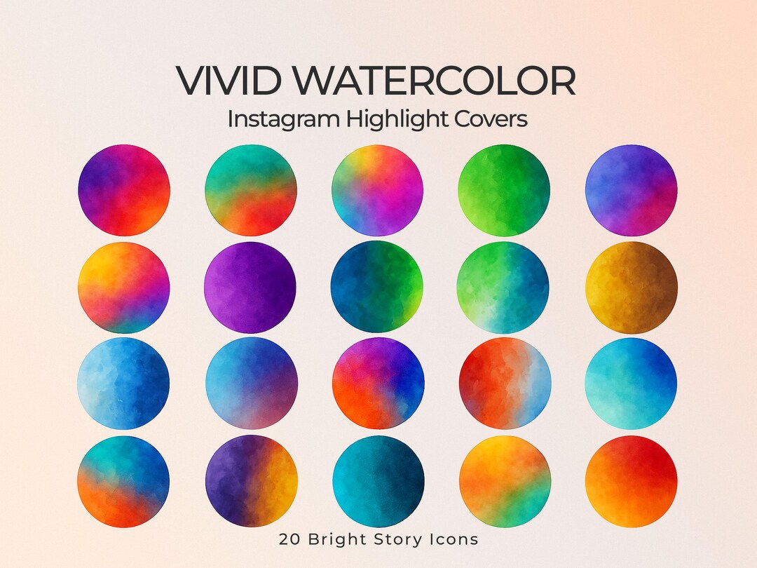 Vivid Watercolor Instagram Highlight Covers | 20 Colorful IG Story