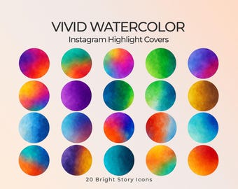 Watercolor Instagram Highlight Covers: 20 Gradient Story Icons (Digital Download)