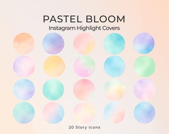 Pastel Bloom Instagram Highlight Covers | 20 Watercolor Pastel Story Icons | Aesthetic Gradient Highlight Buttons | IG Story Circle Pack