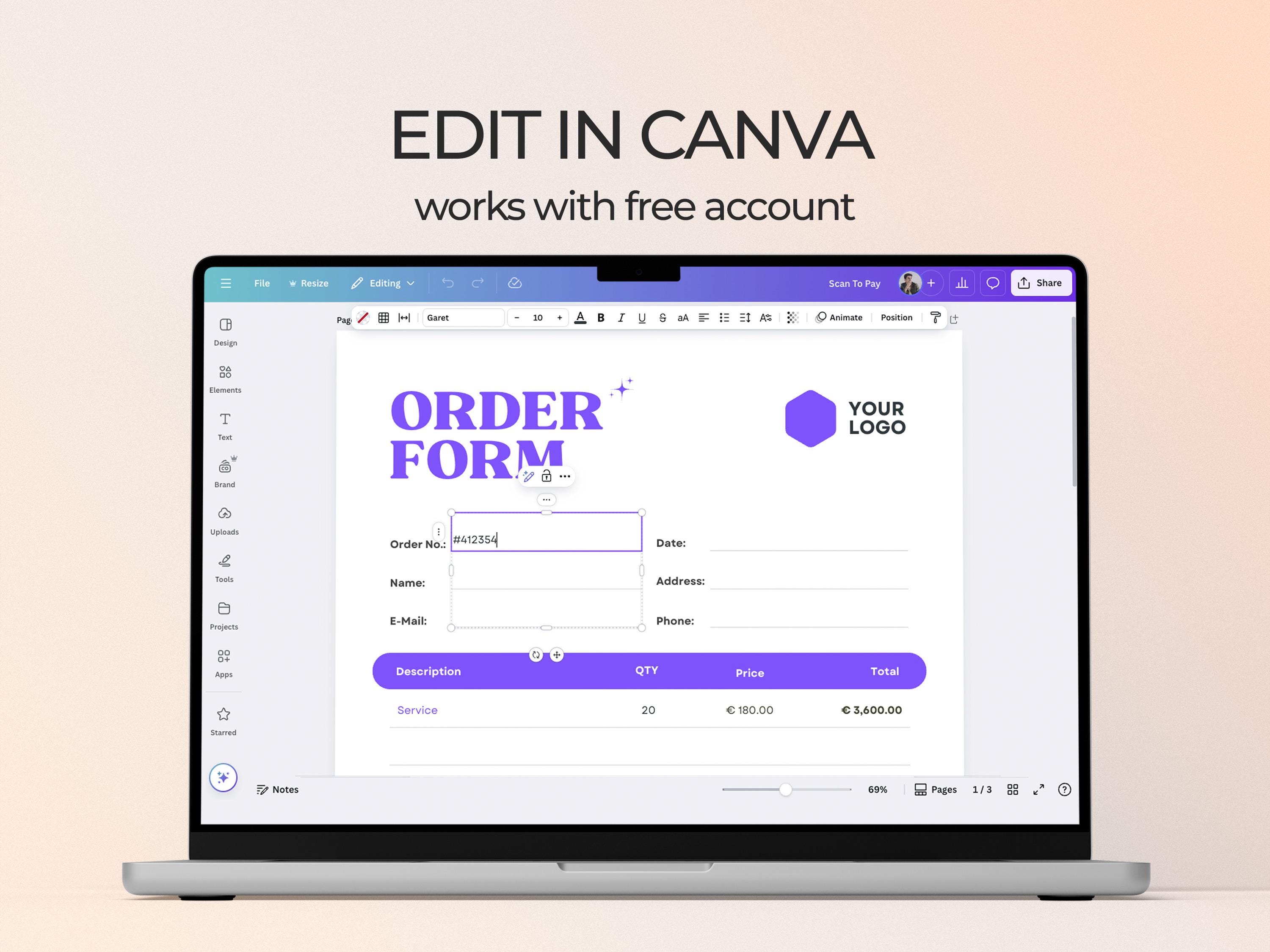 Editable Order Form Templates – Canva Set for Small Business & Creators ...