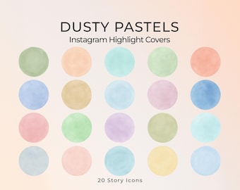 Dusty Pastel Instagram Highlight Covers: Watercolor Story Icons (Digital Download)