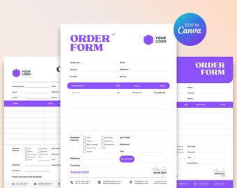 Editable Order Form Templates – Canva Set for Small Business & Creators | Printable Order Sheets