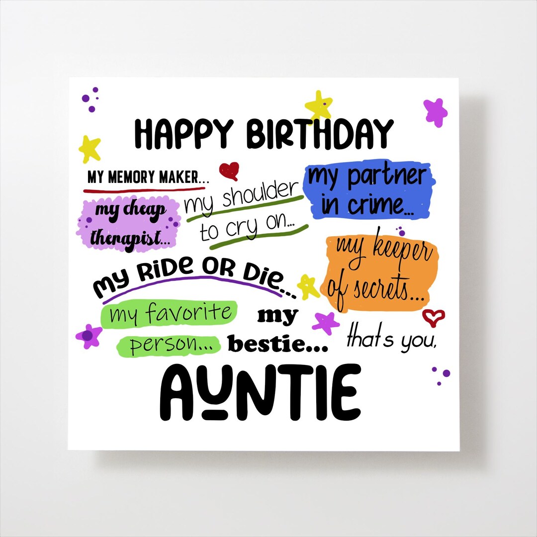 Happy Birthday Auntie Card - Funnybirthday Card - Custom Message ...